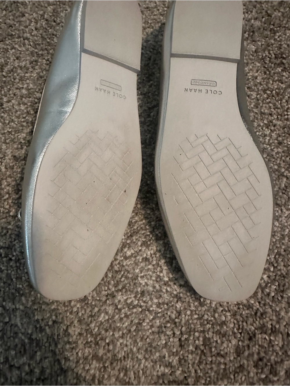 Cole Haan Silver Metallic Ballet Flats with Bow - Picture 2 of 2
